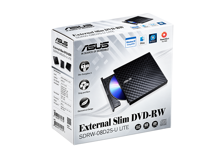 ASUS External USB DVD Writer – Portable DVD±RW Optical Drive for Laptop & Desktop