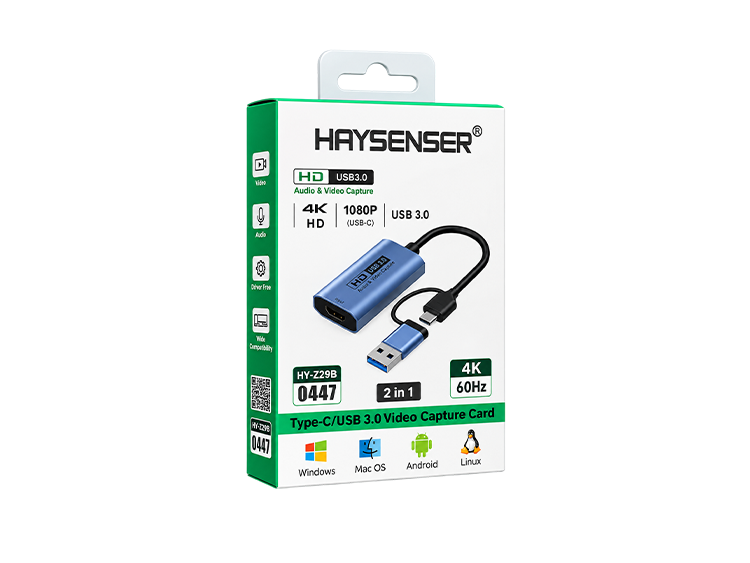 Haysenser USB-C / USB 3.0 Video Capture Card – 4K 60Hz