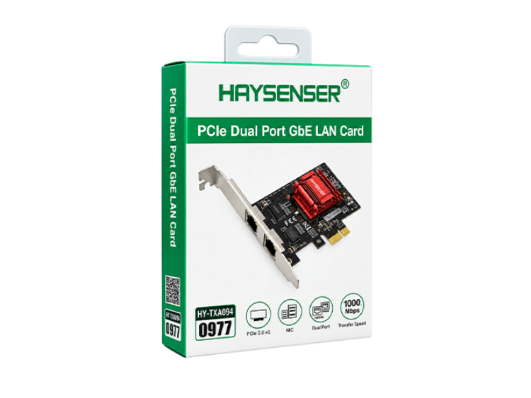 Haysenser PCIe Dual Port Gigabit LAN Card TXA094 – 2x RJ45 Network Adapter