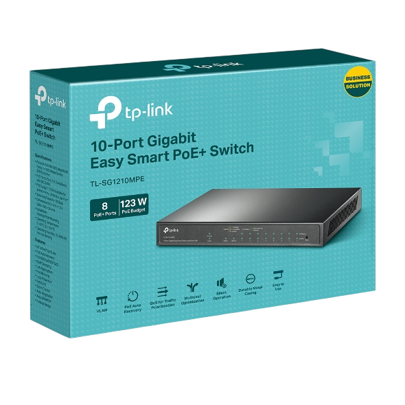 TP-LINK TL-SG1210MPE 10-Port Gigabit Easy Smart Switch with 8-Port PoE+