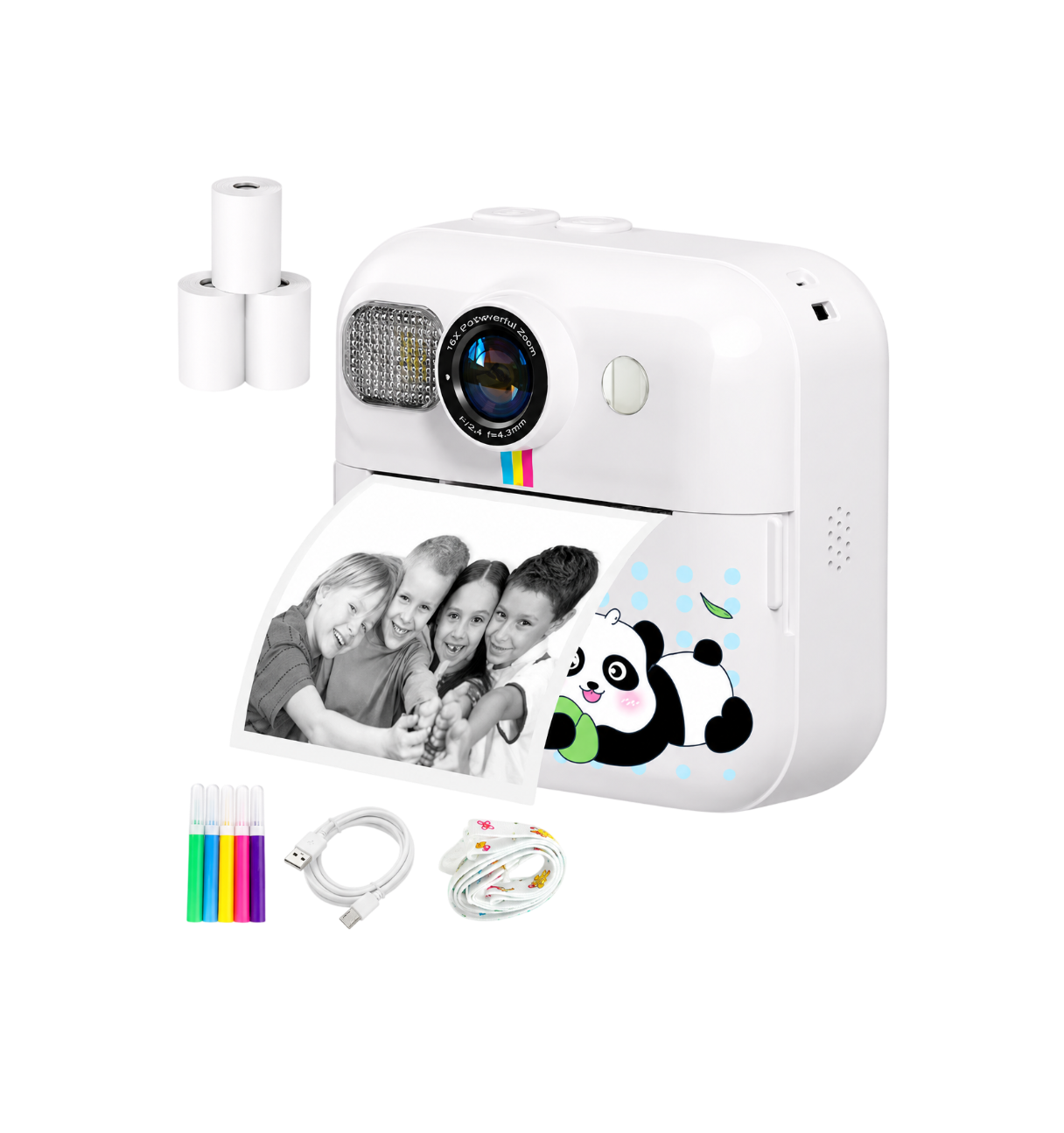 Kids Mini Instant Print Camera – 2.4” Screen 48MP Digital Camera with 1080P Video & Thermal Instant Photo Printer White