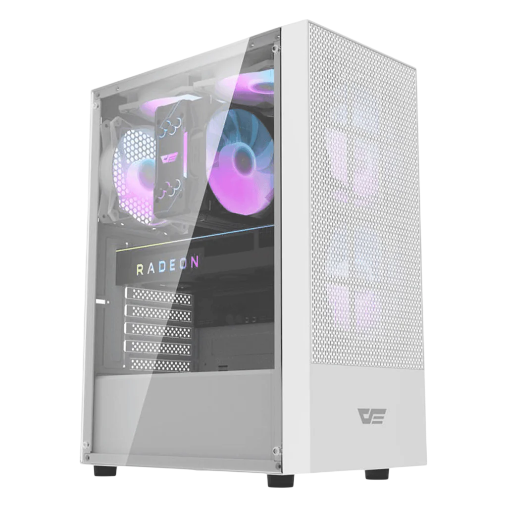 Intel Core i5-12400F White Gaming PC Bundle – RTX 3050 6GB, 16GB RAM, 1TB NVMe SSD, ASUS 24” 100Hz Monitor & Gaming Accessories