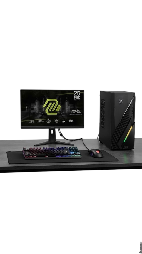MSI MAG Infinite Gaming PC Bundle – Intel i5-14400F, RTX 3050 6GB, 8GB DDR5, 512GB NVMe SSD + MSI 25” 180Hz Monitor, Gaming Headset & Keyboard