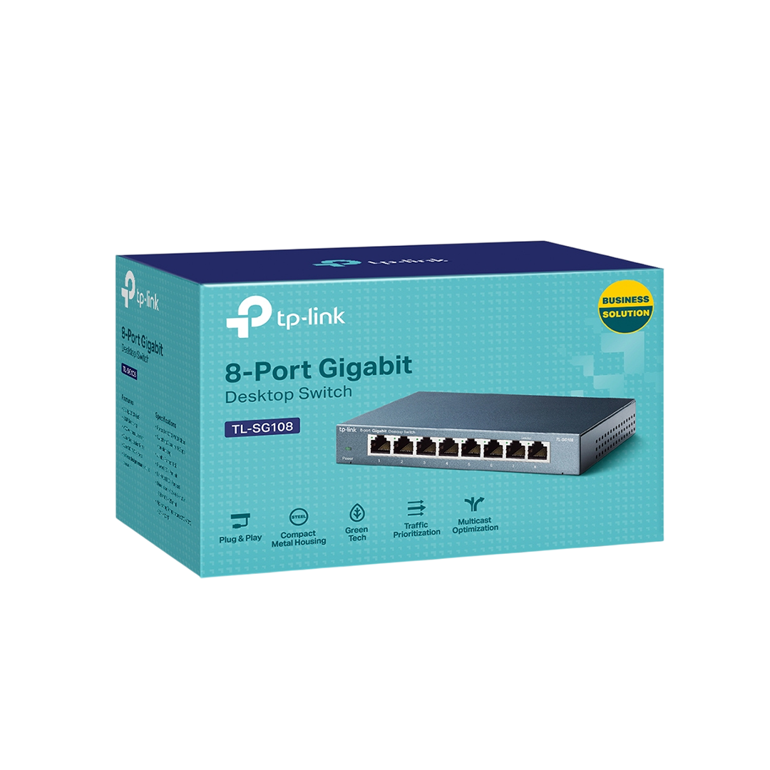 TP-Link TL-SG108 8-Port Gigabit Desktop Switch – Unmanaged 10/100/1000Mbps Ethernet