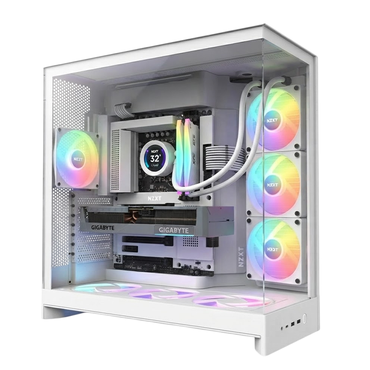 Intel Core i7-14700K Gaming PC – RTX 5070 Ti 16GB, 32GB DDR5 6000MHz, 1TB NVMe, NZXT H9 Flow White