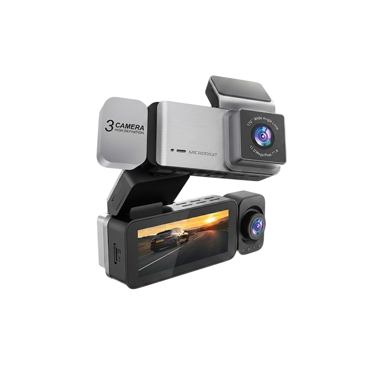 Microdigit MDC82 3-in-1 Dash Cam – 4K Front, 2K Rear & IR Interior Car Camera with Night Vision