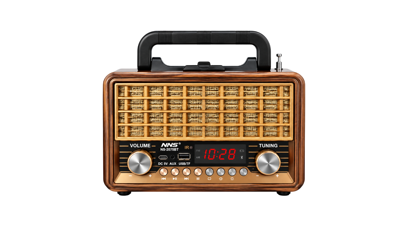 NNS Classic Radio FM NS-2075BT Retro Vintage Bluetooth Speaker – FM/AM/SW Portable Radio with USB, TF Card & AUX (Green)