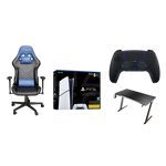 Sony PlayStation 5 Slim Digital Edition Bundle – 825GB Console + DualSense Controller + Gaming Desk & Chair Setup