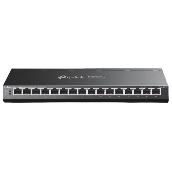 TP-LINK TL-SG116P 16-Port Gigabit Desktop Switch – All-Port PoE+