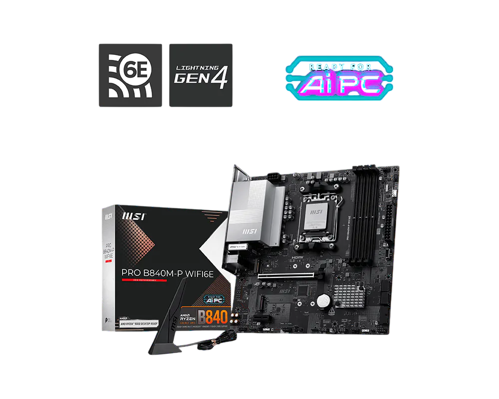 MSI PRO B840M-P WiFi 6E AM5 DDR5 mATX Motherboard