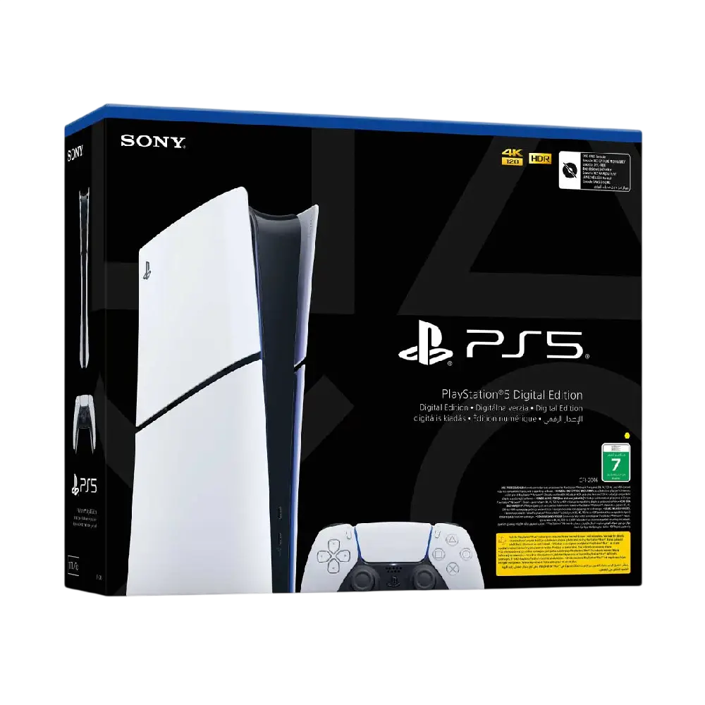 Sony PlayStation 5 Slim Digital Edition Bundle – 825GB Console + DualSense Midnight Black Controller + PowerA Twin Charging Station
