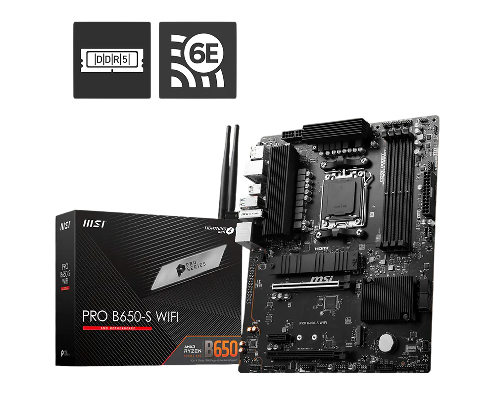 MSI PRO B650-S WIFI AM5 Motherboard – DDR5, WiFi 6E