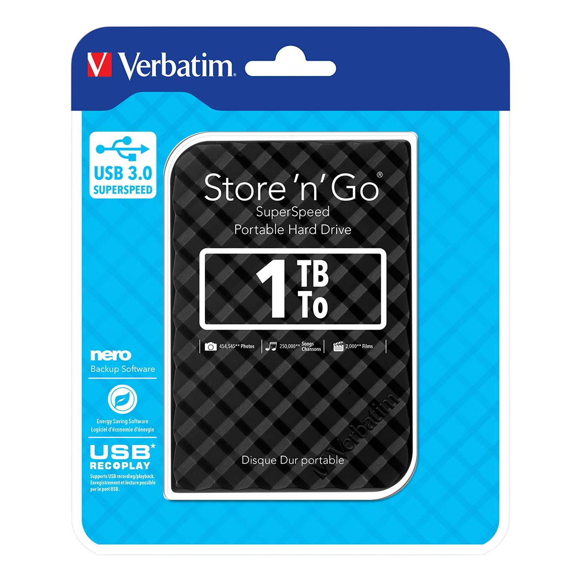 Verbatim Store 'n' Go 1TB Portable External Hard Drive – USB 3.0