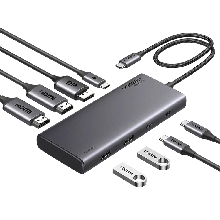 UGREEN USB-C 8-In-1 Docking Station 2×HDMI + DisplayPort – CM639 / 35625
