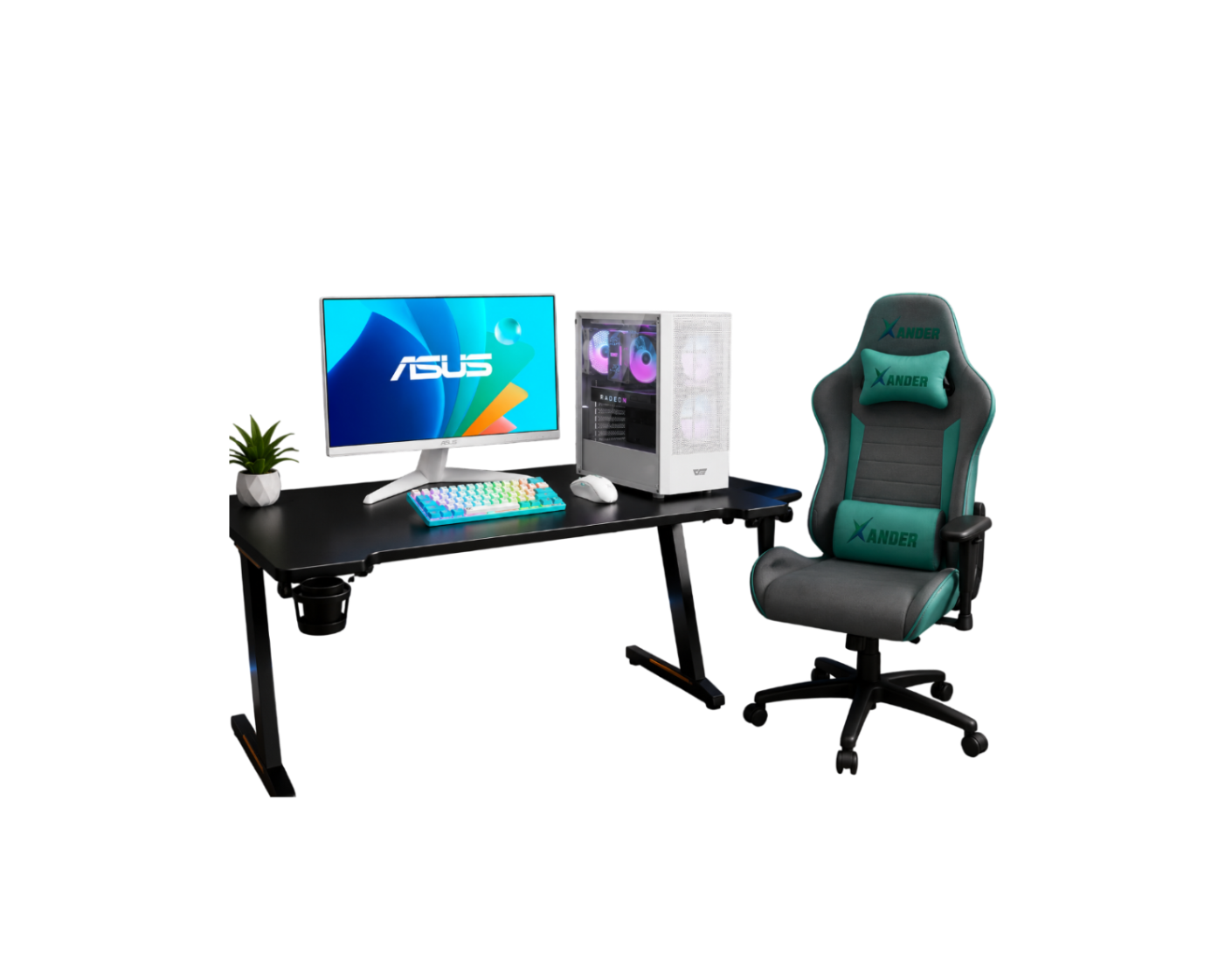 Intel Core i5-14400F Gaming PC Bundle – RTX 3050 6GB, 16GB RAM, 1TB NVMe SSD, ASUS 24” 100Hz Monitor, Gaming Desk & Chair