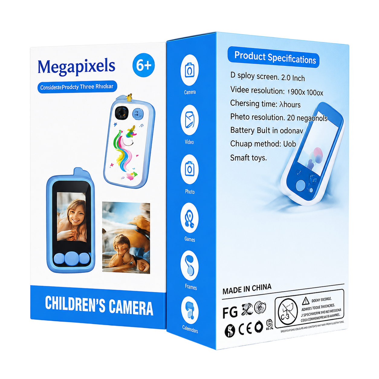 Megapixels Double Photo Filter Camera – Kids Digital Camera with Dual Lens, Selfie Mode & Built-in Photo Filters (Blue)
