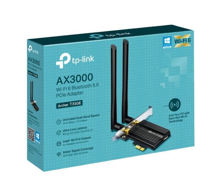 TP-LINK Archer TX50E AX3000 Wi-Fi 6 Bluetooth 5.0 PCIe Adapter