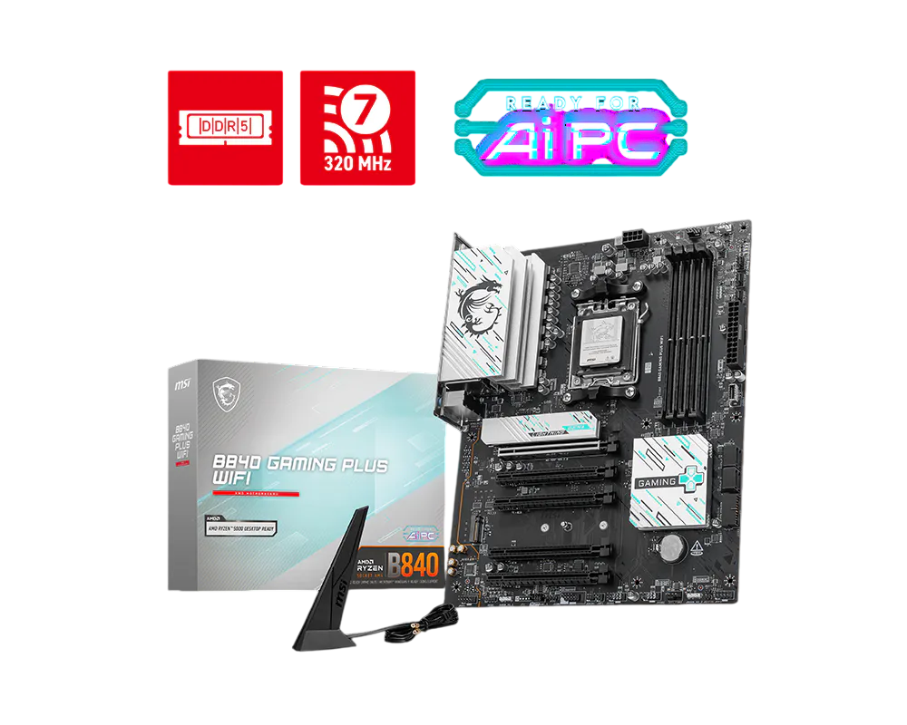 MSI B840 Gaming Plus WiFi Motherboard – AM5 ATX DDR5 PCIe 5.0