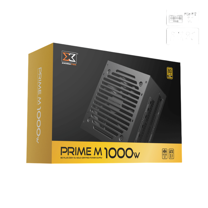 XIGMATEK PRIME M 1000W 80+ Gold Full Modular Power Supply – ATX 3.1, PCIe 5.1 Ready PSU