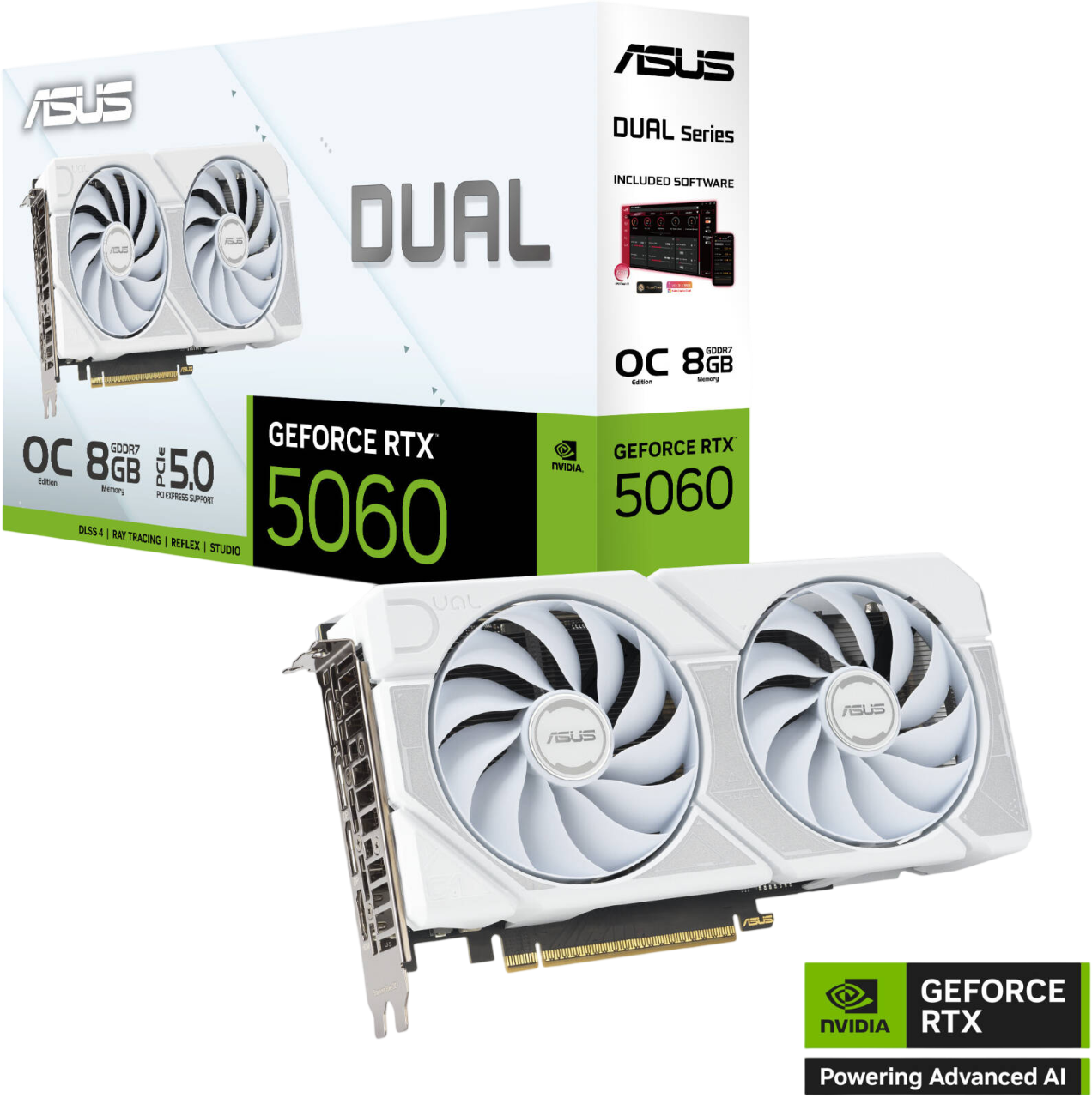 ASUS Dual GeForce RTX™ 5060 8GB GDDR7 OC Edition Graphics Card – White
