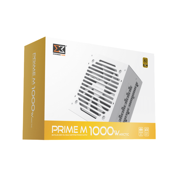 XIGMATEK PRIME M 1000W ARCTIC 80+ Gold Fully Modular Power Supply – ATX 3.1, PCIe 5.1 Ready PSU