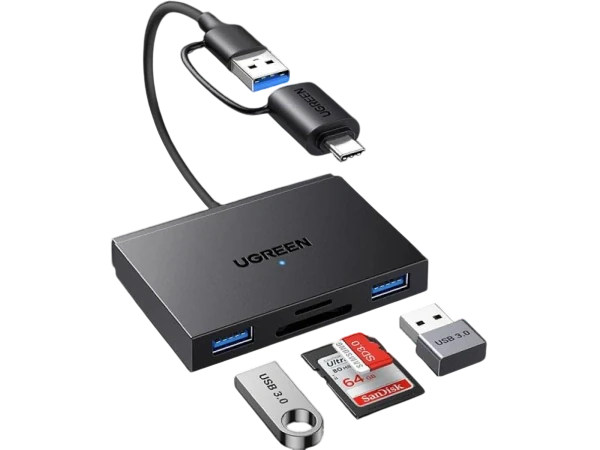 UGREEN CM812-45167 4-in-1 USB-A / USB-C Card Reader with USB 3.0 Hub