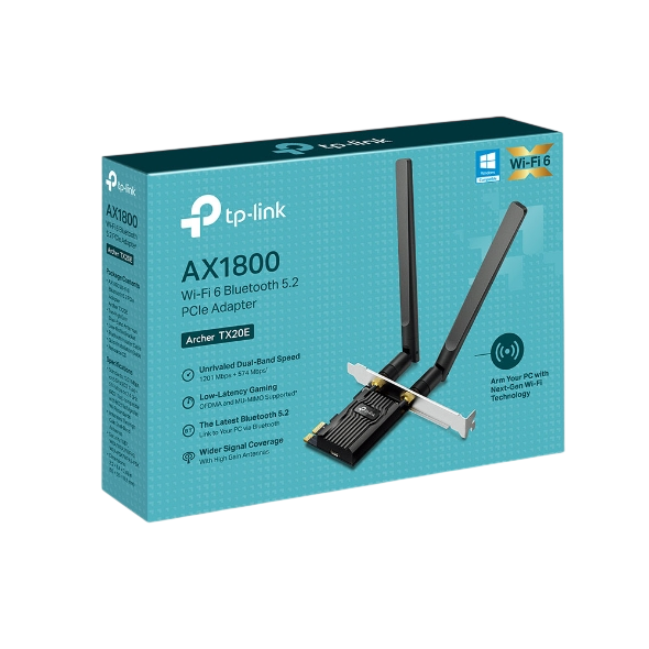 TP-LINK Archer TX20E AX1800 Wi-Fi 6 Bluetooth 5.2 PCIe Adapter