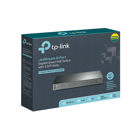 TP-LINK TL-SG2210P JetStream 10-Port Gigabit Smart Switch with 8-Port PoE+