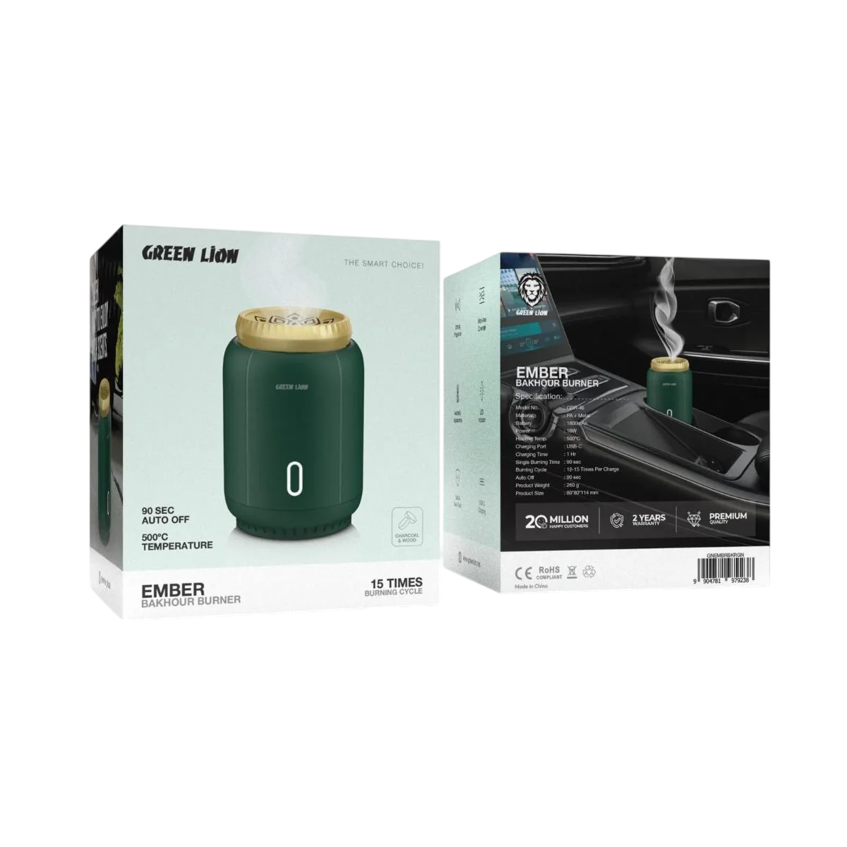 Green Lion Ember Bukhoor Burner GBR-46 Green – Rechargeable Electric Incense Burner