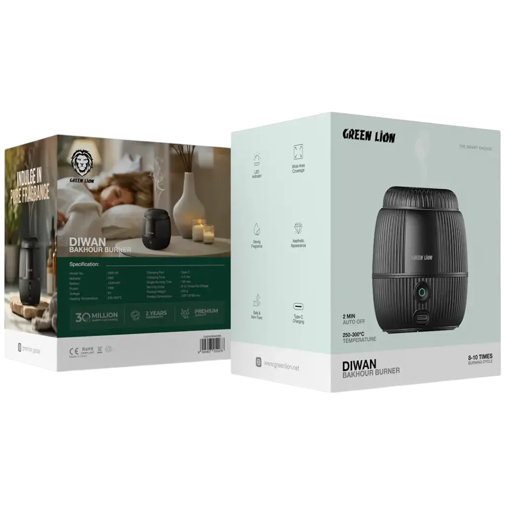 Green Lion GBR-26 Diwan Electric Bukhoor Burner – Rechargeable Incense Burner with USB-C Charging
