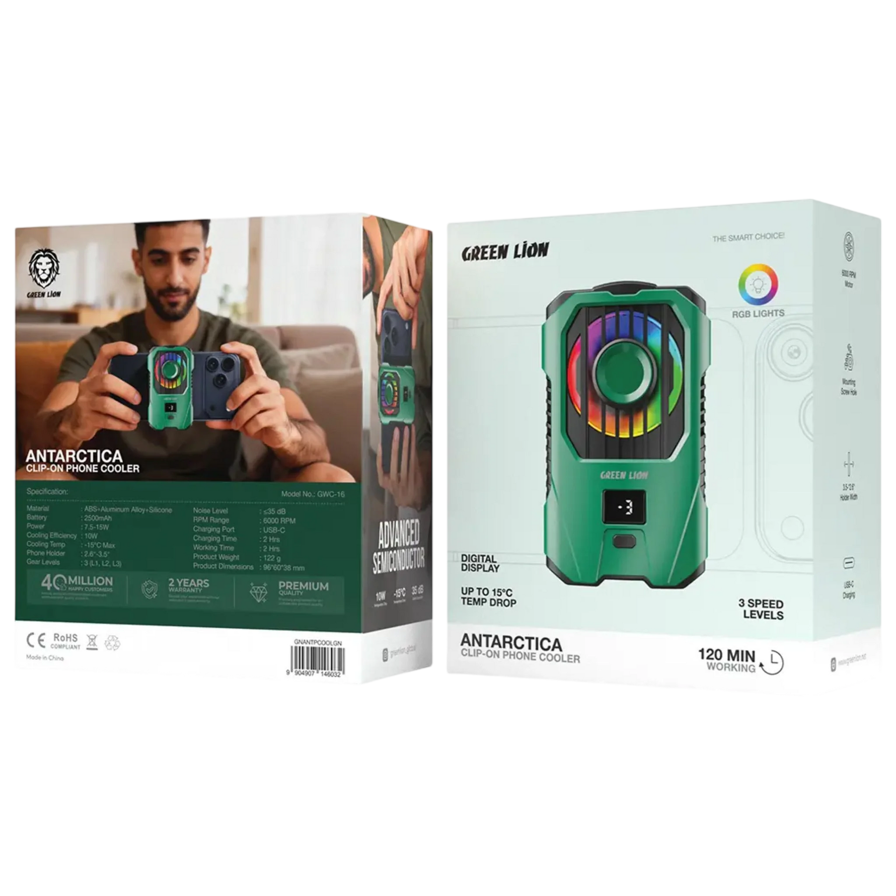 Green Lion GWC 16 Antarctica Clip-On Phone Cooler – Green | GNANTPCOOLGN