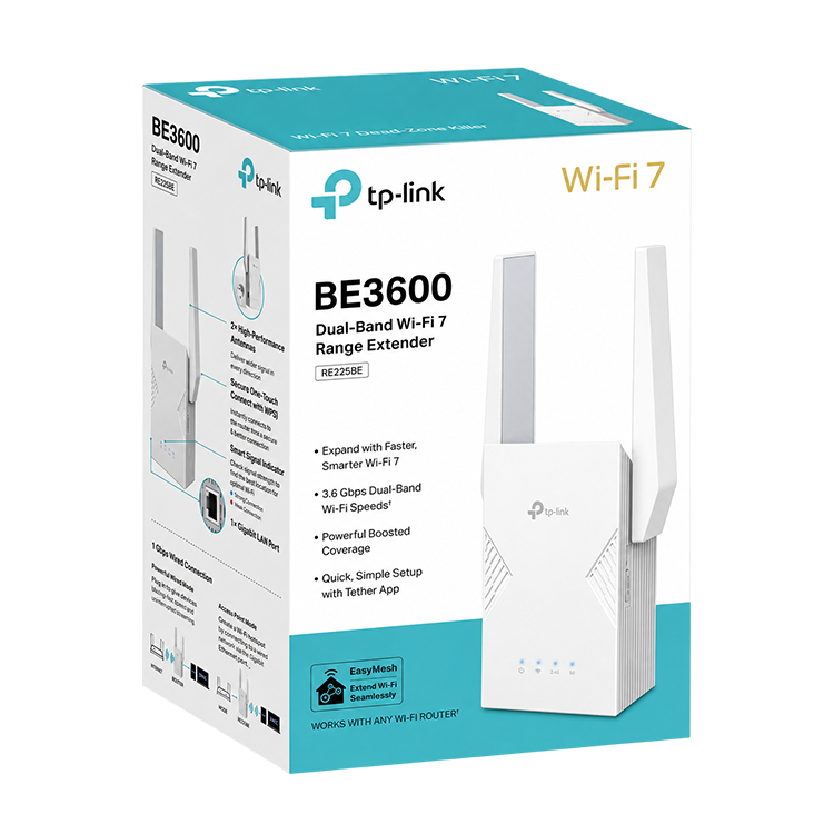 BE3600 Dual-Band Wi-Fi 7 Range Extender RR225BE