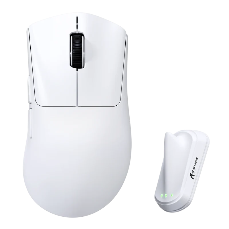 ATTACK SHARK V8 Ultra-Light Ergonomic Wireless Gaming Mouse – White