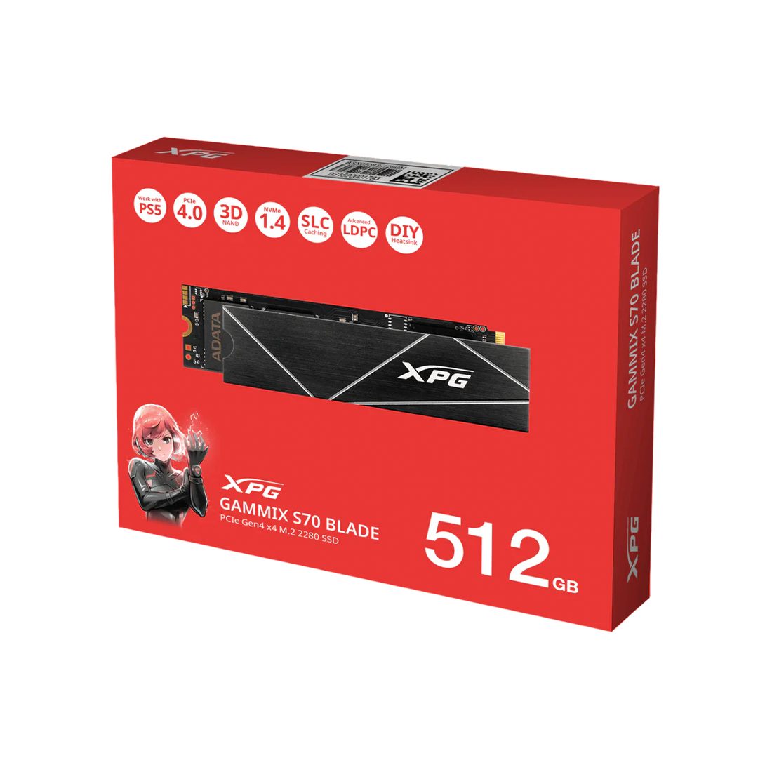 XPG GAMMIX S70 Blade 512GB M.2 NVMe PCIe Gen4 SSD – Up to 7400MB/s