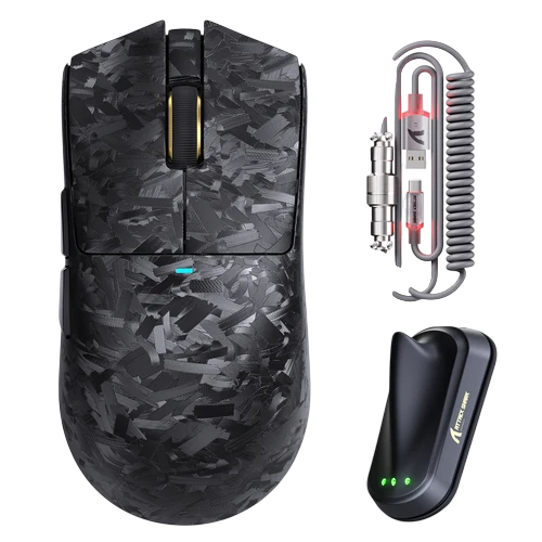 ATTACK SHARK X11 ULTRA Carbon Fiber Wireless Gaming Mouse with C06 ULTRA LED Cable