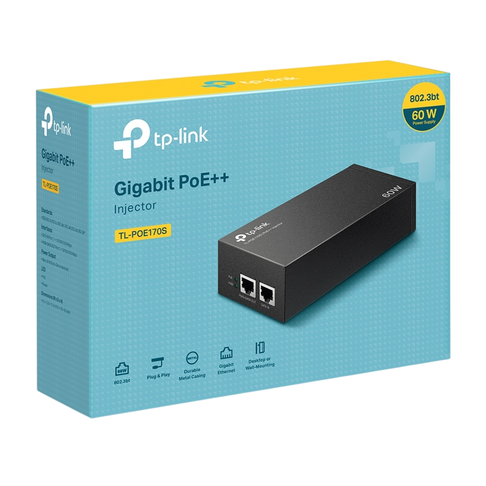 TP-Link TL-POE170S PoE++ (802.3bt) Gigabit 60W Power Injector