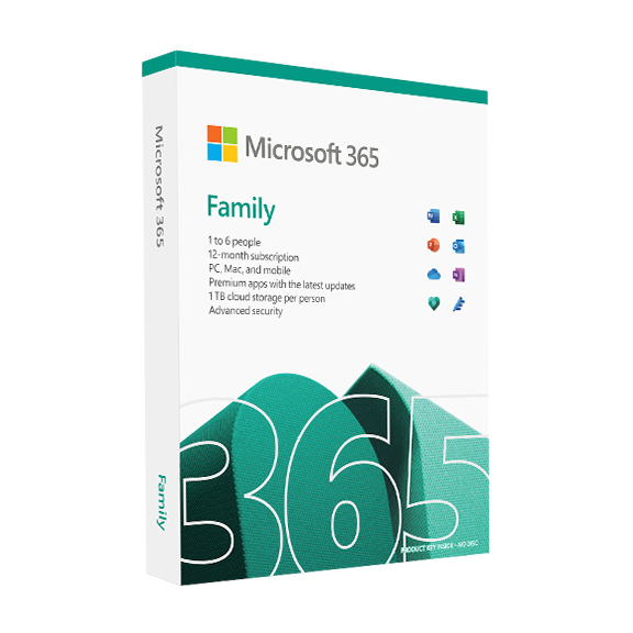 Microsoft 365 Family ESD | 6 Users | 1 Year Subscription | PC, Mac, iOS & Android