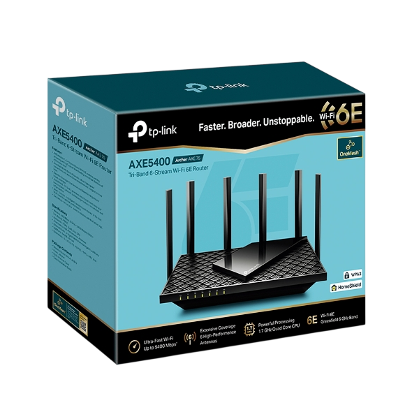 TP-Link Archer AXE75 AXE5400 Tri-Band Gigabit Wi-Fi 6E Router