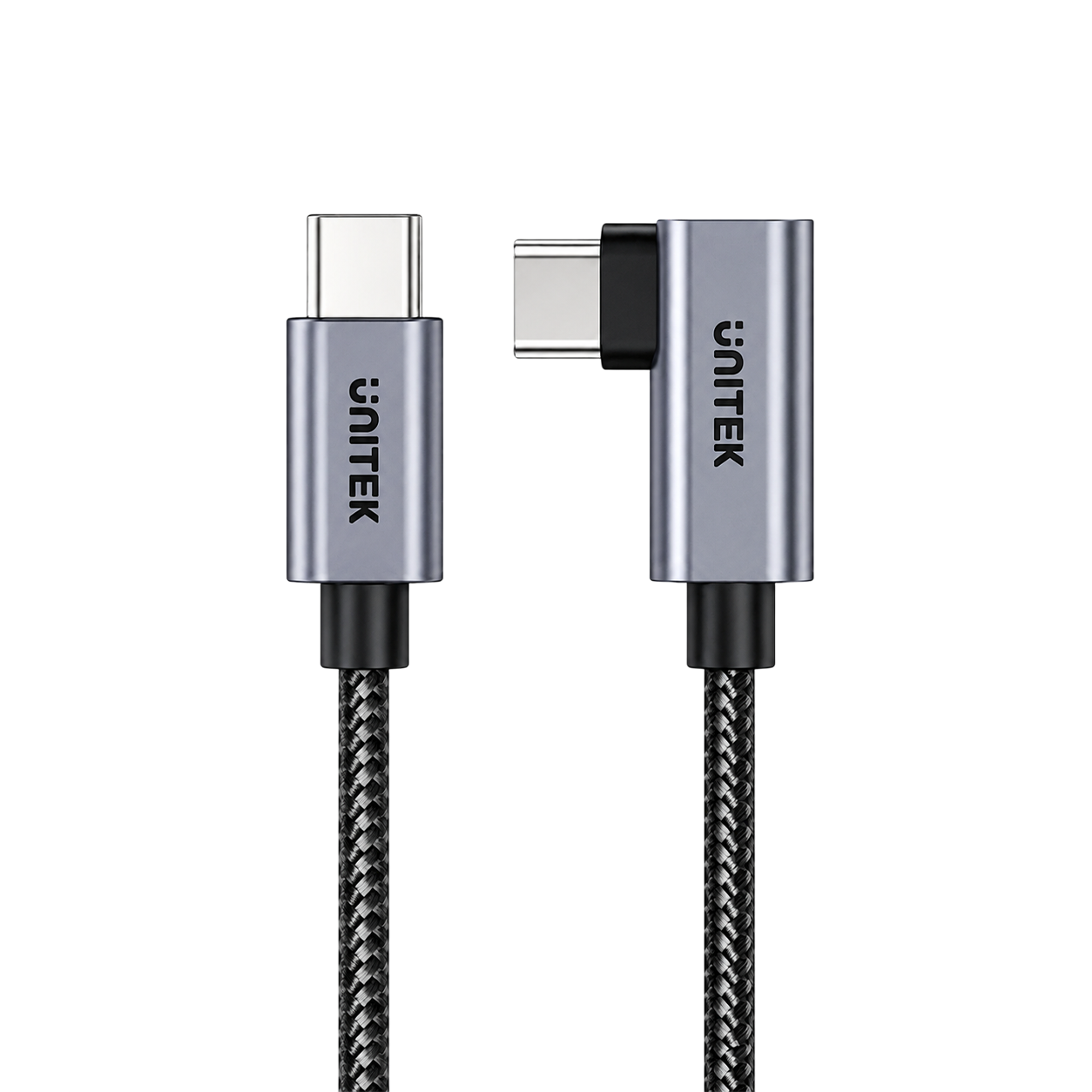 UNITEK 100W USB-C Cable 90° – E-Marker Chip, PD3.0 & QC3.0 Fast Charging, 2M (C14123BK-2M)