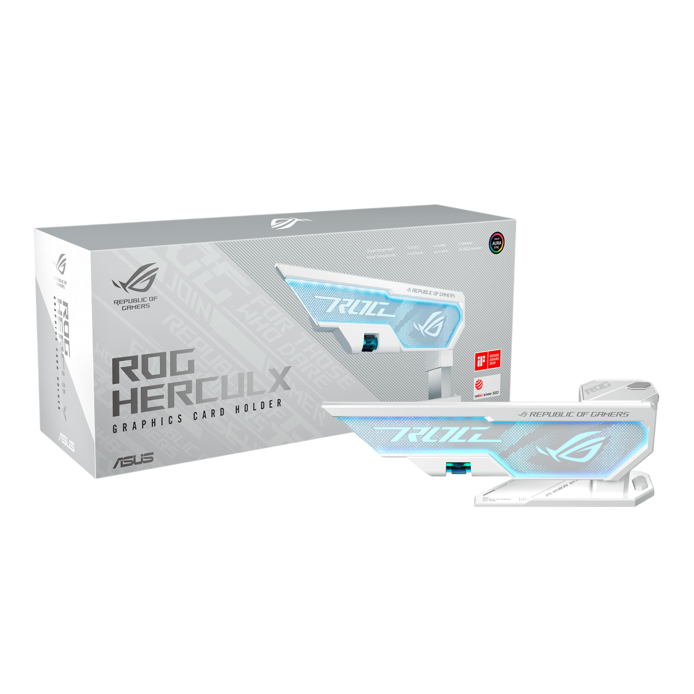 ASUS ROG Herculx Graphics Card Holder – White GPU Support Bracket