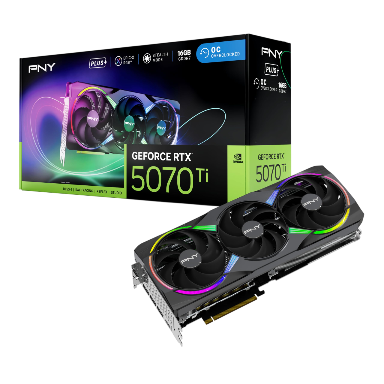 PNY GeForce RTX™ 5070 Ti 16GB ARGB Overclocked Triple-Fan Graphics Card