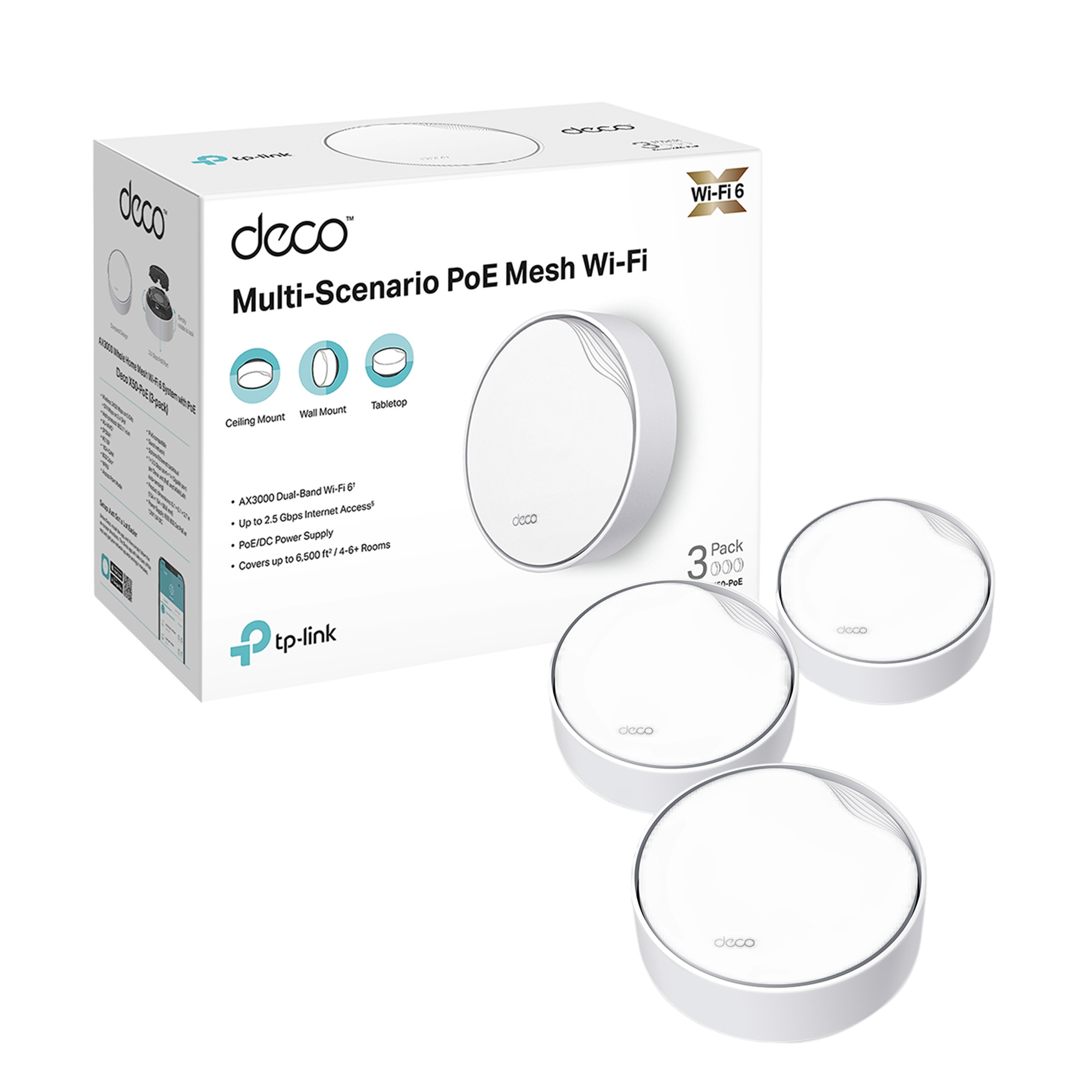 TP-Link Deco X50 AX3000 Whole Home Mesh WiFi 6 System (3-Pack)