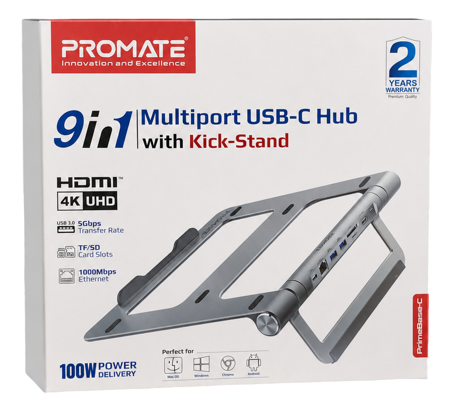 Promate 9-in-1 Multiport USB-C Hub with Stand
