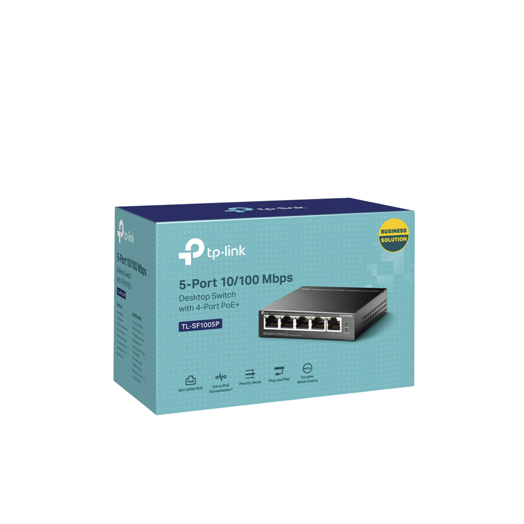 TP-Link TL-SF1005P 5-Port 10/100Mbps Desktop Switch with 4-Port PoE+