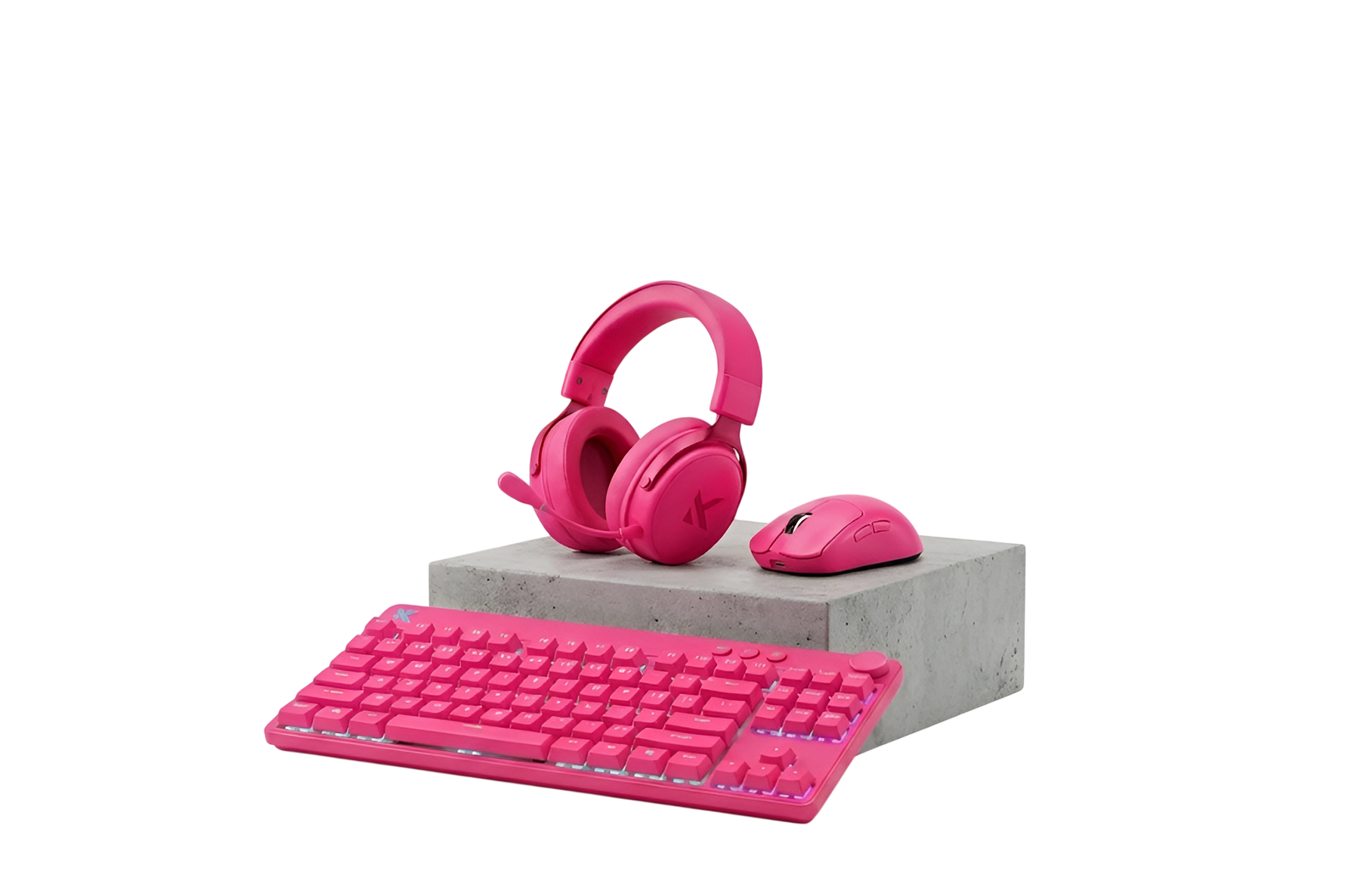 MCHOSE Rose Red Gaming Combo – A7 V2 Ultra Wireless Mouse, MIX87 Hall Effect Keyboard & V9 Pro Wireless Headset