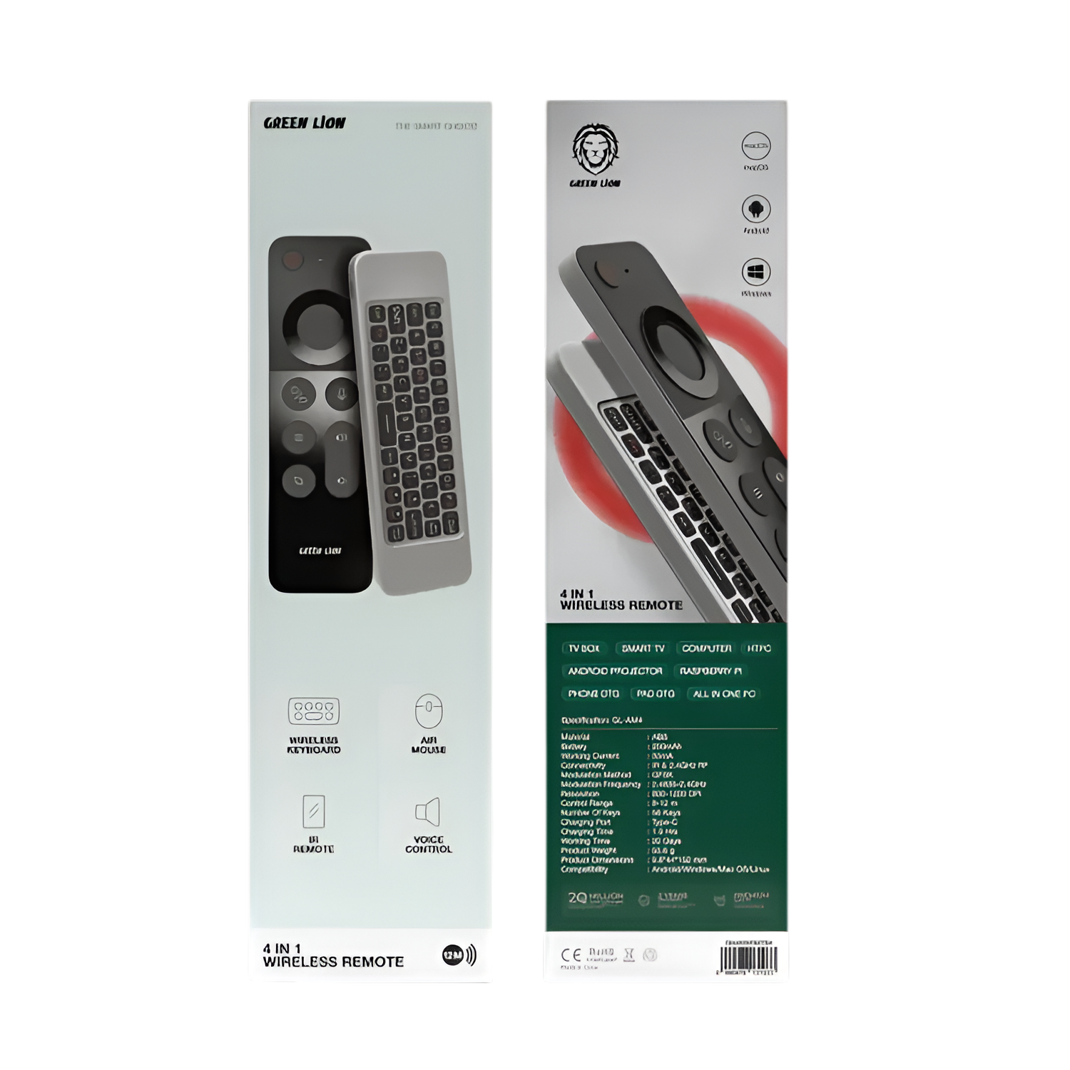 Green Lion 4-in-1 Wireless Remote GL-AM4 – Universal Smart Multimedia Controller for Phone, TV, PC & Presentation