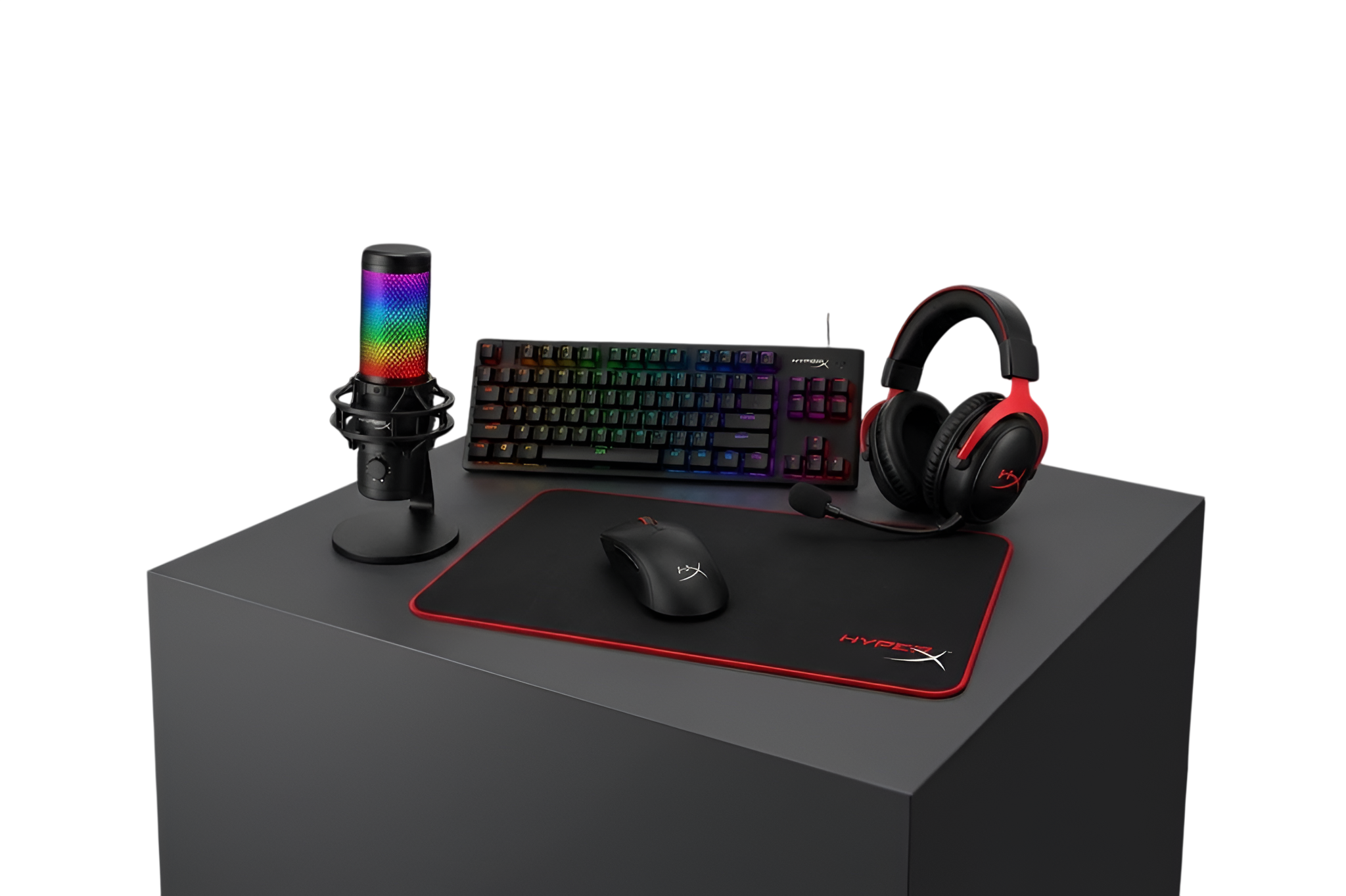 HyperX Ultimate Gaming Gear Bundle – QuadCast 2 S Microphone, Cloud III S Wireless Headset, Mechanical Keyboard, Gaming Mouse & Mouse Pad
