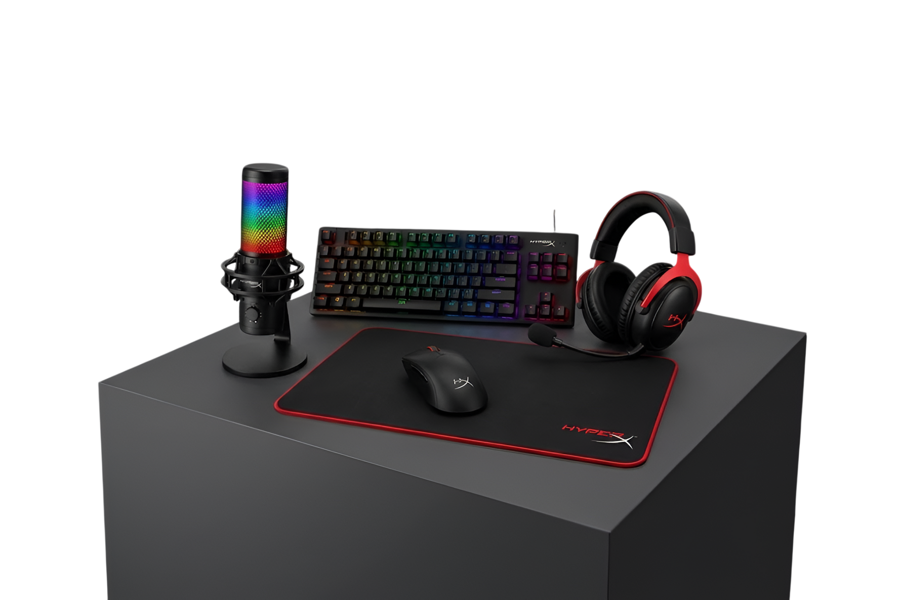 HyperX Ultimate Gaming Gear Bundle – QuadCast 2 S Microphone, Cloud III S Wireless Headset, Mechanical Keyboard, Gaming Mouse & Mouse Pad