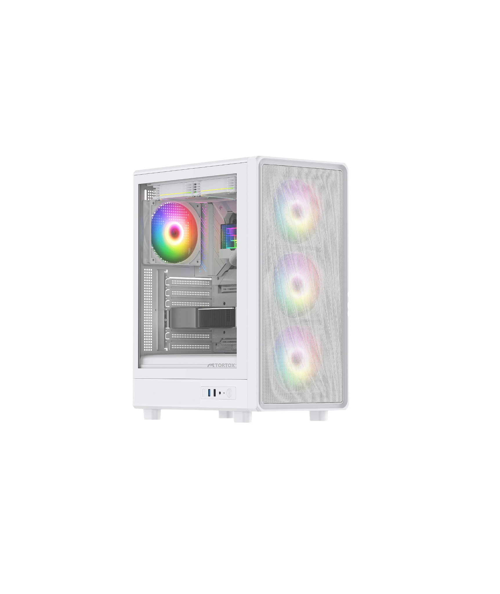 TORTOX NIMBUS MESH ATX PC CASE – WHITE