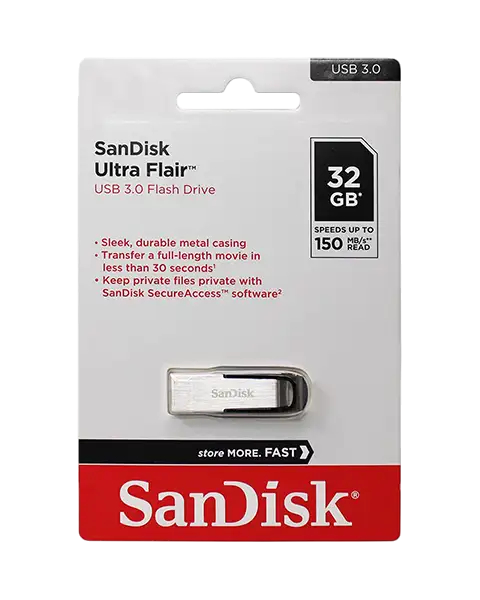 SanDisk Ultra Flair USB 3.0 Flash Drive – 32GB